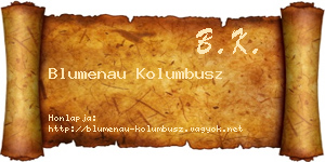 Blumenau Kolumbusz névjegykártya
